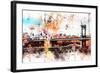 NYC Watercolor Collection - The Manhattan Bridge-Philippe Hugonnard-Framed Art Print