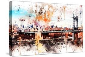 NYC Watercolor Collection - The Manhattan Bridge-Philippe Hugonnard-Stretched Canvas