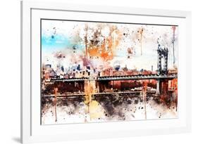 NYC Watercolor Collection - The Manhattan Bridge-Philippe Hugonnard-Framed Art Print