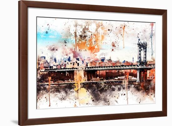 NYC Watercolor Collection - The Manhattan Bridge-Philippe Hugonnard-Framed Art Print