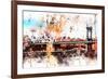 NYC Watercolor Collection - The Manhattan Bridge-Philippe Hugonnard-Framed Art Print