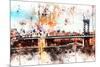 NYC Watercolor Collection - The Manhattan Bridge-Philippe Hugonnard-Mounted Art Print