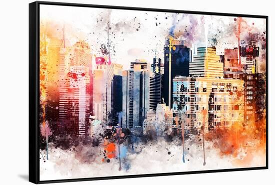 NYC Watercolor Collection - The Skyscrapers-Philippe Hugonnard-Framed Stretched Canvas