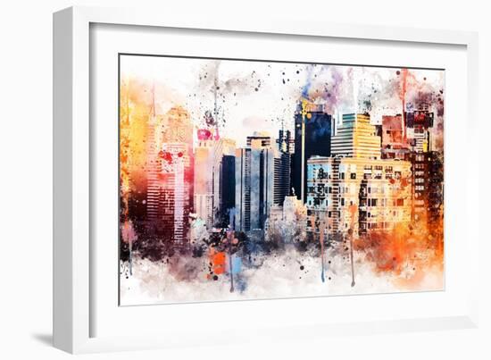 NYC Watercolor Collection - The Skyscrapers-Philippe Hugonnard-Framed Premium Giclee Print