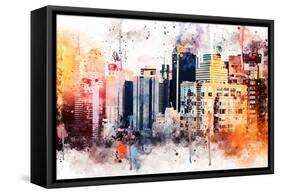 NYC Watercolor Collection - The Skyscrapers-Philippe Hugonnard-Framed Stretched Canvas