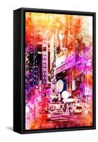 NYC Watercolor Collection - Times Square by Night-Philippe Hugonnard-Framed Stretched Canvas