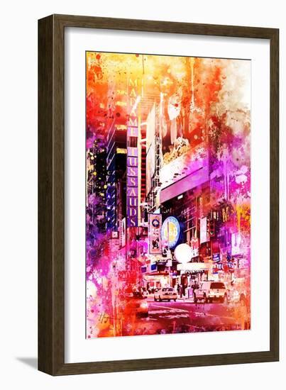 NYC Watercolor Collection - Times Square by Night-Philippe Hugonnard-Framed Art Print