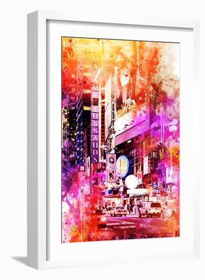 NYC Watercolor Collection - Times Square by Night-Philippe Hugonnard-Framed Art Print