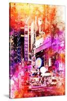 NYC Watercolor Collection - Times Square by Night-Philippe Hugonnard-Stretched Canvas