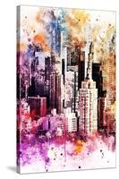 NYC Watercolor Collection - Times Square Skyscrapers-Philippe Hugonnard-Stretched Canvas