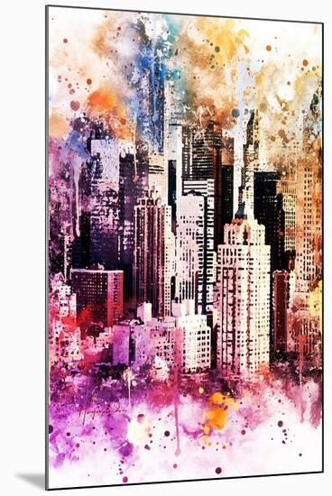 NYC Watercolor Collection - Times Square Skyscrapers-Philippe Hugonnard-Mounted Art Print