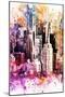 NYC Watercolor Collection - Times Square Skyscrapers-Philippe Hugonnard-Mounted Art Print