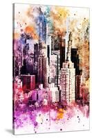 NYC Watercolor Collection - Times Square Skyscrapers-Philippe Hugonnard-Stretched Canvas