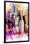 NYC Watercolor Collection - Times Square Skyscrapers-Philippe Hugonnard-Framed Art Print