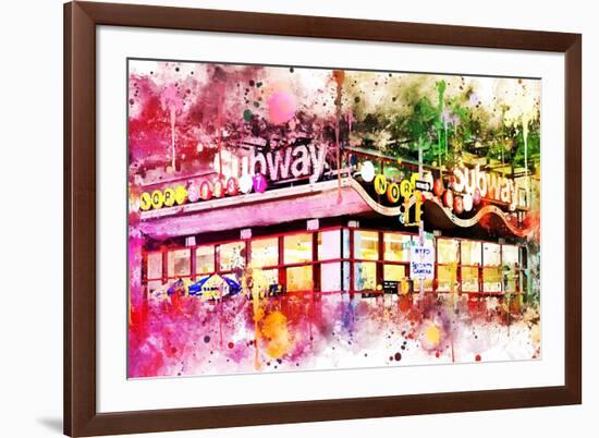 NYC Watercolor Collection - Times Square Subway-Philippe Hugonnard-Framed Art Print