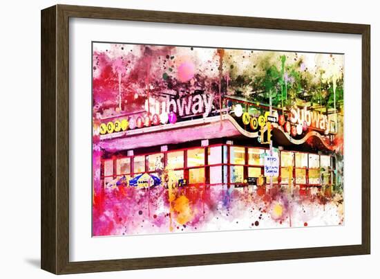 NYC Watercolor Collection - Times Square Subway-Philippe Hugonnard-Framed Art Print