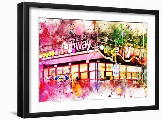 NYC Watercolor Collection - Times Square Subway-Philippe Hugonnard-Framed Art Print