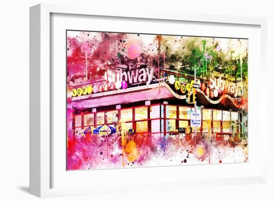 NYC Watercolor Collection - Times Square Subway-Philippe Hugonnard-Framed Art Print