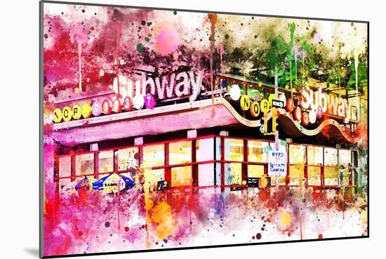 NYC Watercolor Collection - Times Square Subway-Philippe Hugonnard-Mounted Art Print