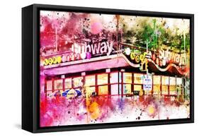 NYC Watercolor Collection - Times Square Subway-Philippe Hugonnard-Framed Stretched Canvas