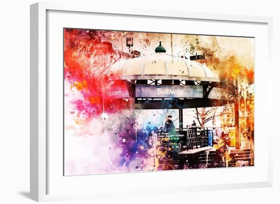 NYC Watercolor Collection - Union Square Station-Philippe Hugonnard-Framed Art Print