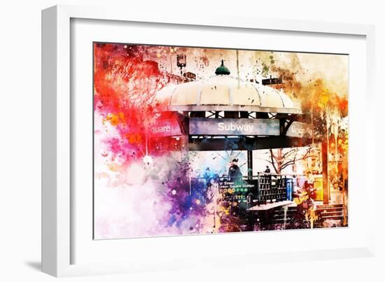 NYC Watercolor Collection - Union Square Station-Philippe Hugonnard-Framed Art Print