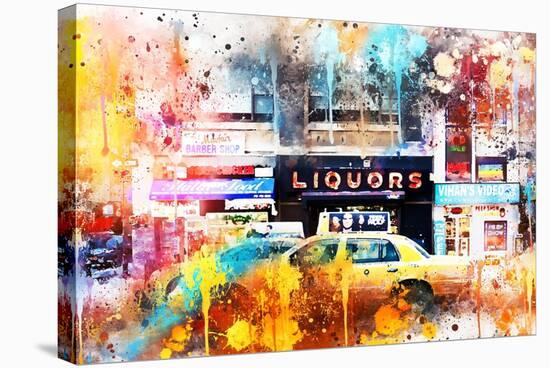 NYC Watercolor Collection - Urban Taxi-Philippe Hugonnard-Stretched Canvas