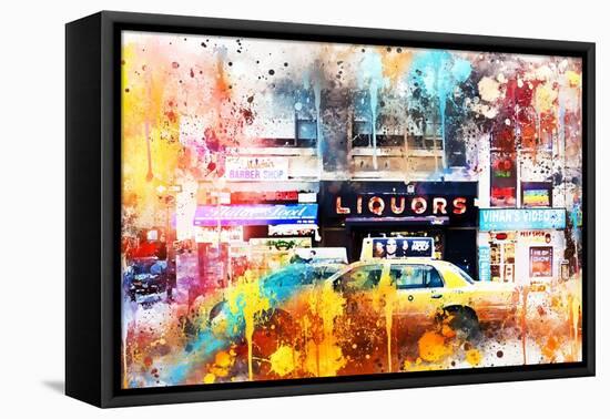 NYC Watercolor Collection - Urban Taxi-Philippe Hugonnard-Framed Stretched Canvas