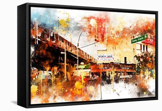 NYC Watercolor Collection - Urban Traffic-Philippe Hugonnard-Framed Stretched Canvas