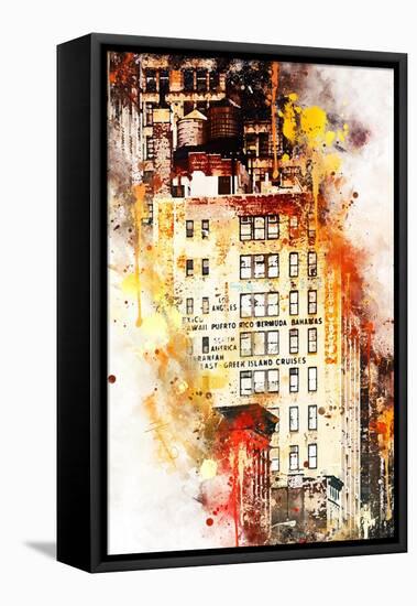 NYC Watercolor Collection - US Building-Philippe Hugonnard-Framed Stretched Canvas