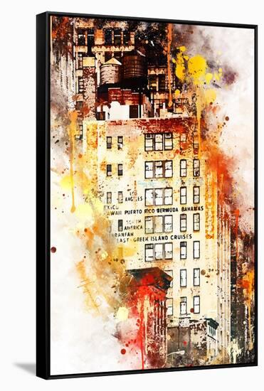 NYC Watercolor Collection - US Building-Philippe Hugonnard-Framed Stretched Canvas