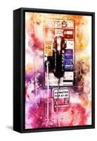 NYC Watercolor Collection - US Public Phone-Philippe Hugonnard-Framed Stretched Canvas