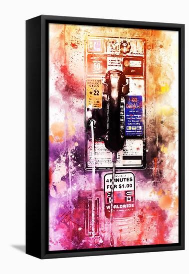 NYC Watercolor Collection - US Public Phone-Philippe Hugonnard-Framed Stretched Canvas