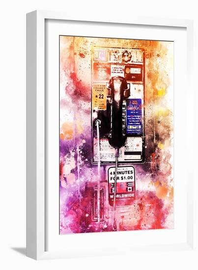 NYC Watercolor Collection - US Public Phone-Philippe Hugonnard-Framed Art Print