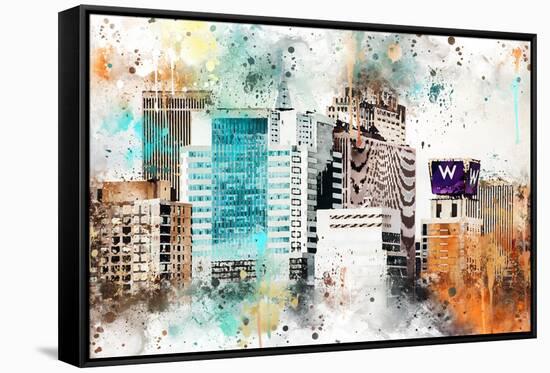 NYC Watercolor Collection - W Sign-Philippe Hugonnard-Framed Stretched Canvas