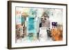 NYC Watercolor Collection - W Sign-Philippe Hugonnard-Framed Art Print