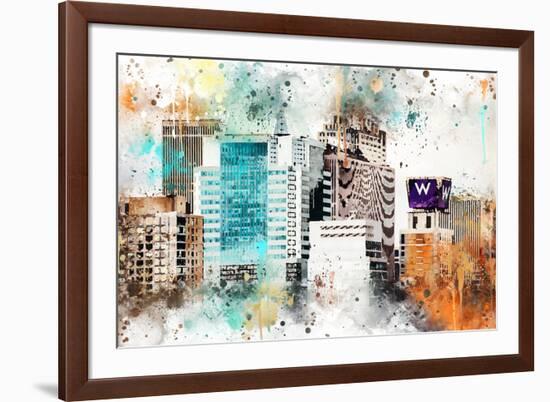 NYC Watercolor Collection - W Sign-Philippe Hugonnard-Framed Art Print