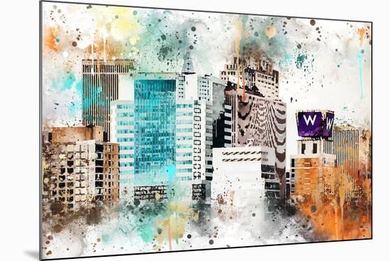NYC Watercolor Collection - W Sign-Philippe Hugonnard-Mounted Art Print