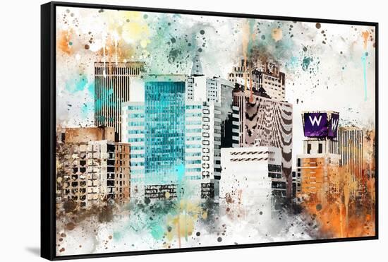NYC Watercolor Collection - W Sign-Philippe Hugonnard-Framed Stretched Canvas