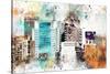 NYC Watercolor Collection - W Sign-Philippe Hugonnard-Stretched Canvas