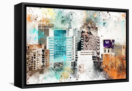 NYC Watercolor Collection - W Sign-Philippe Hugonnard-Framed Stretched Canvas