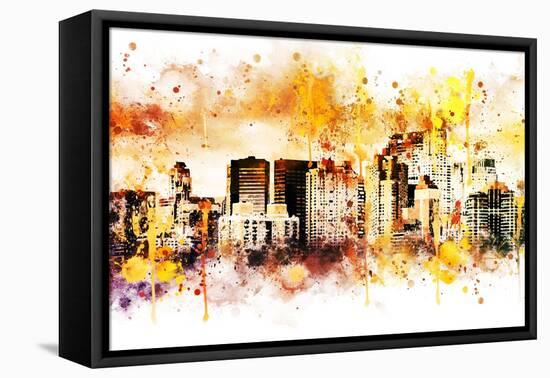 NYC Watercolor Collection - Yellow Skyline-Philippe Hugonnard-Framed Stretched Canvas