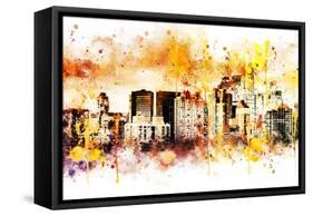 NYC Watercolor Collection - Yellow Skyline-Philippe Hugonnard-Framed Stretched Canvas