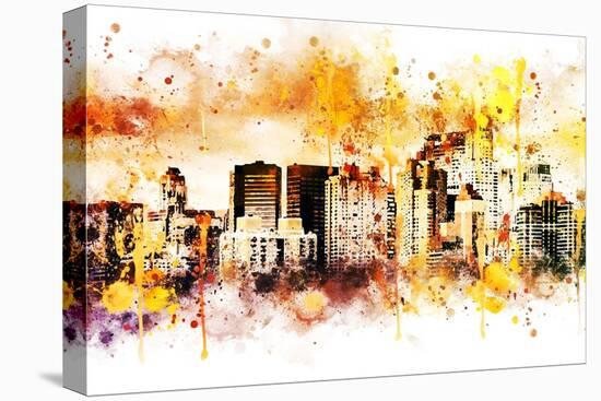 NYC Watercolor Collection - Yellow Skyline-Philippe Hugonnard-Stretched Canvas