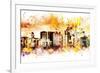 NYC Watercolor Collection - Yellow Skyline-Philippe Hugonnard-Framed Art Print