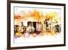 NYC Watercolor Collection - Yellow Skyline-Philippe Hugonnard-Framed Art Print