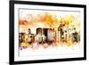 NYC Watercolor Collection - Yellow Skyline-Philippe Hugonnard-Framed Art Print