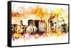 NYC Watercolor Collection - Yellow Skyline-Philippe Hugonnard-Framed Stretched Canvas