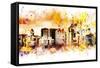 NYC Watercolor Collection - Yellow Skyline-Philippe Hugonnard-Framed Stretched Canvas