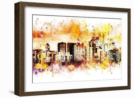 NYC Watercolor Collection - Yellow Skyline-Philippe Hugonnard-Framed Art Print